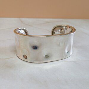 Mexico 925 Sculptural Sterling Silver Wide Cuff – Hand-Formed Design